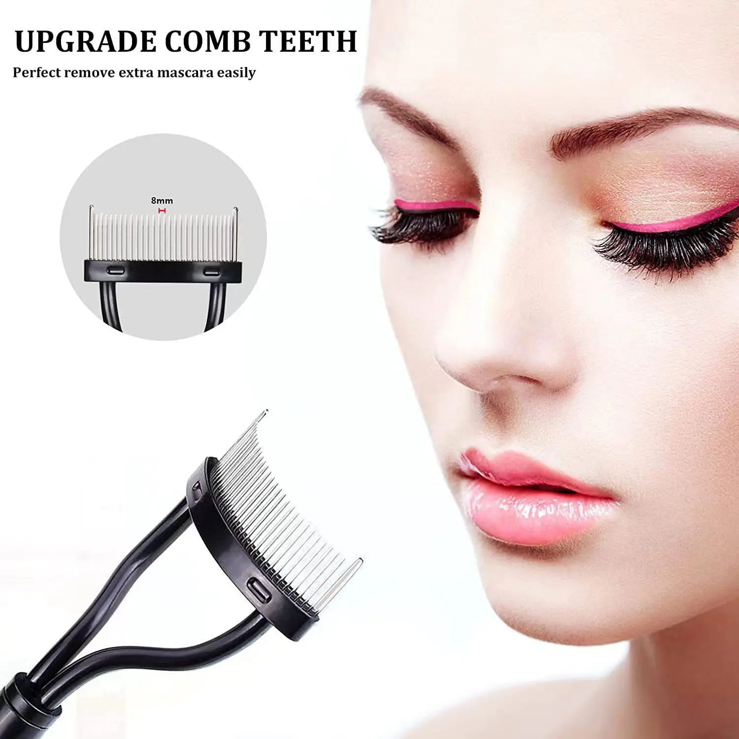 Eyelash Separator Metal Teeth Straight Eyelash Curler Beauty Makeup Stainless Eyelash Brush Comb Mascara Curl Makeup Tool thumbnail 2