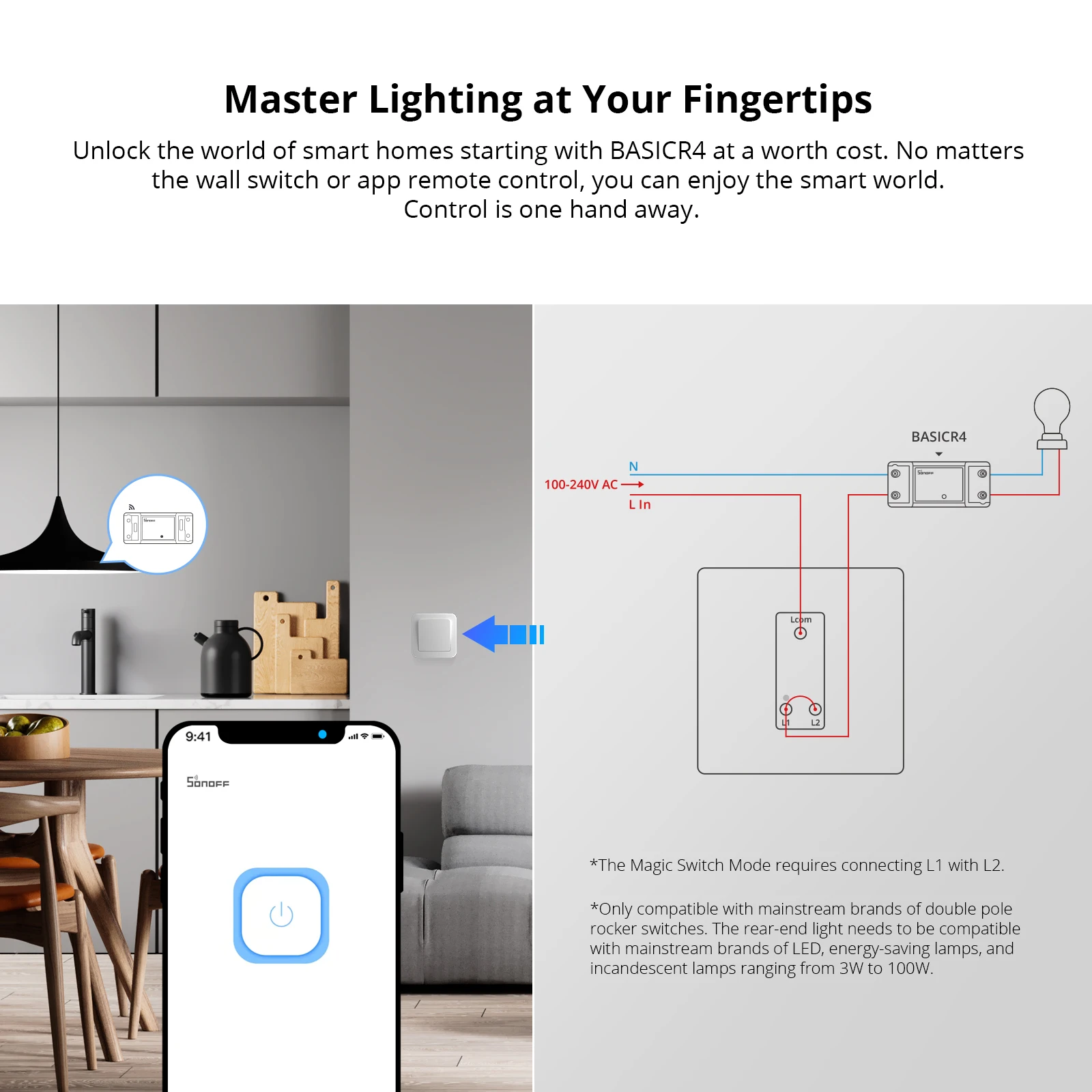 SONOFF BASICR4 Wifi Switch Smart Home Relay Light Switch Universal Breaker Timer eWeLink Remote Control Alexa Alice Google Home thumbnail 4