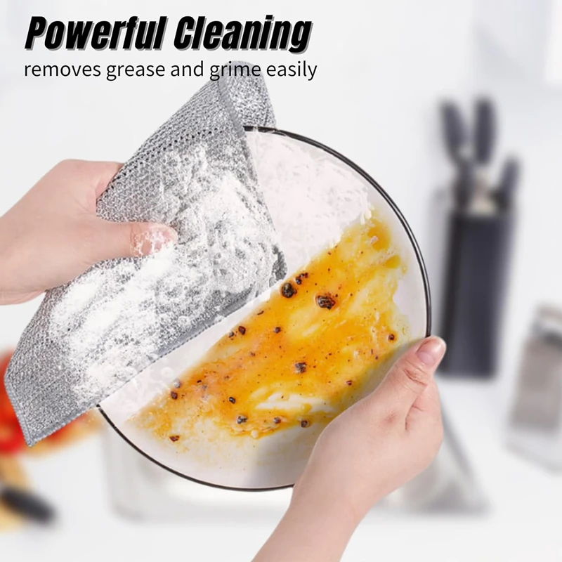 New Thickened Cleaning Cloth Kitchen Magic Dishwashing Towel Metal Steel Wire Cleaning Rag Microwave Stove Clean Tool Dish Cloth thumbnail 2