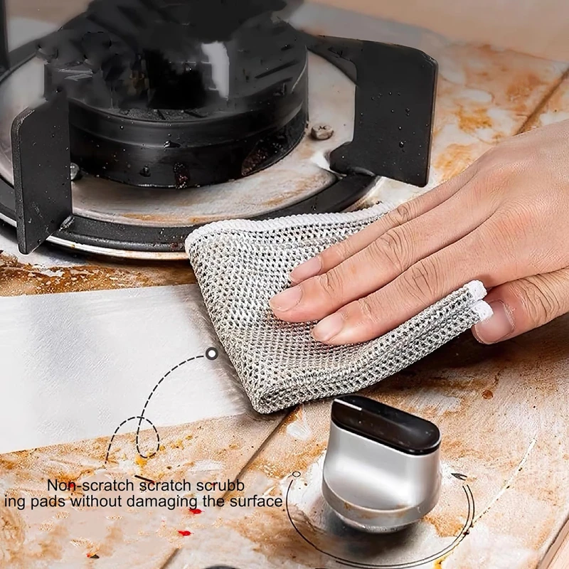New Thickened Cleaning Cloth Kitchen Magic Dishwashing Towel Metal Steel Wire Cleaning Rag Microwave Stove Clean Tool Dish Cloth thumbnail 3
