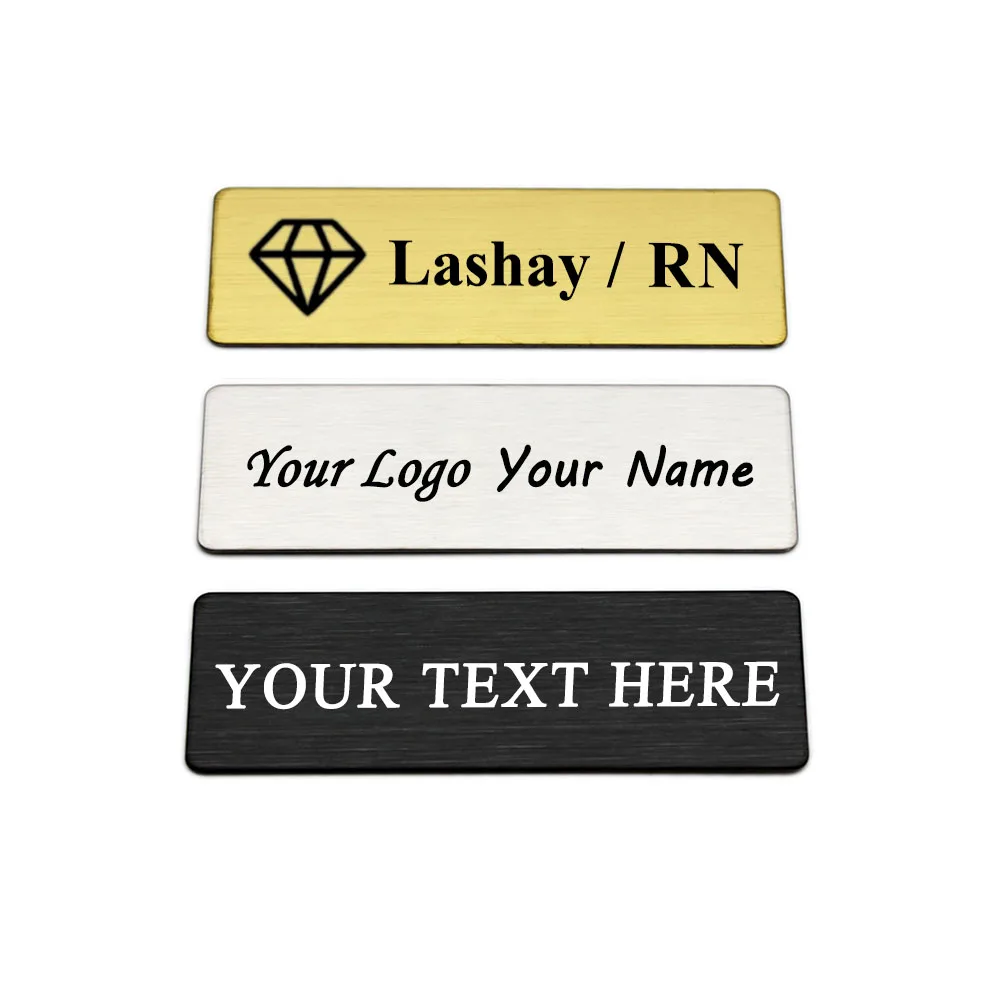 6*2/7*2CM Engrave Your Logo Text Plate Customize Badge Personalize Brooch Pin Double Sided Tape Magnet ID Door Mail Box Name Tag thumbnail 2
