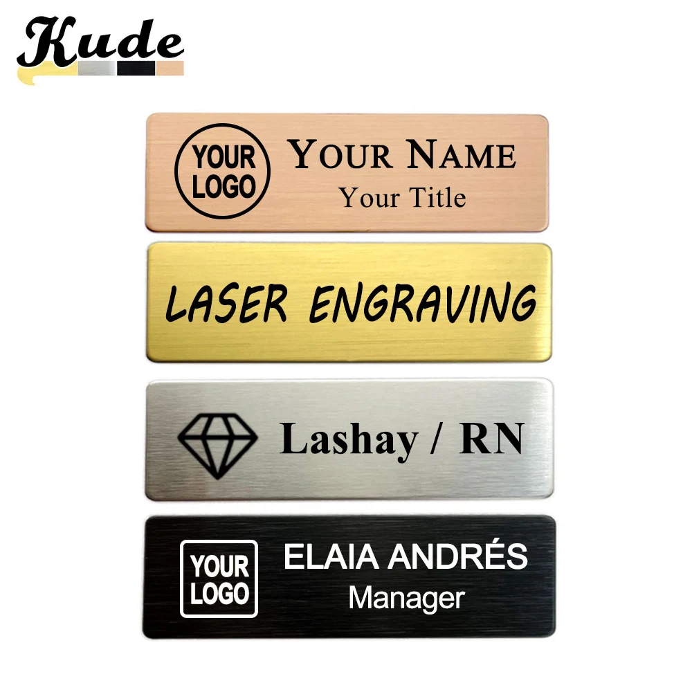 6*2/7*2CM Engrave Your Logo Text Plate Customize Badge Personalize Brooch Pin Double Sided Tape Magnet ID Door Mail Box Name Tag thumbnail 6