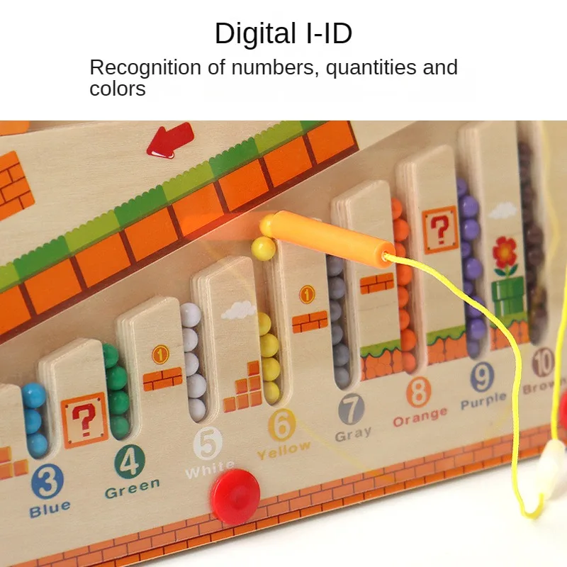 Children Magnetic Color and Number Maze Wooden Puzzle Activity Board Learning Educational Counting Matching Montessori Kids Toys thumbnail 5