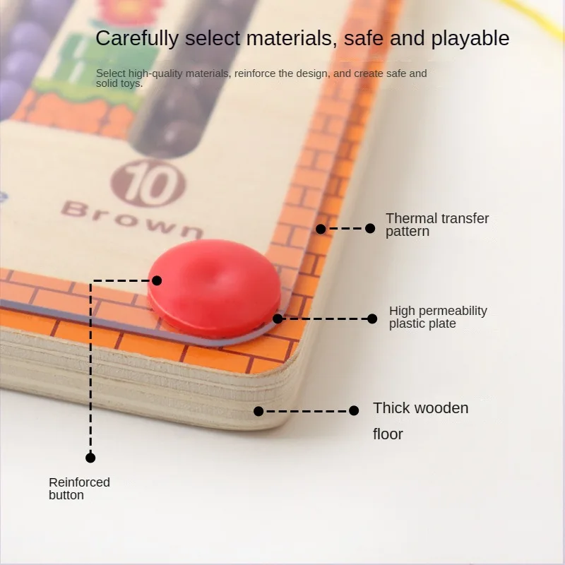 Children Magnetic Color and Number Maze Wooden Puzzle Activity Board Learning Educational Counting Matching Montessori Kids Toys thumbnail 4