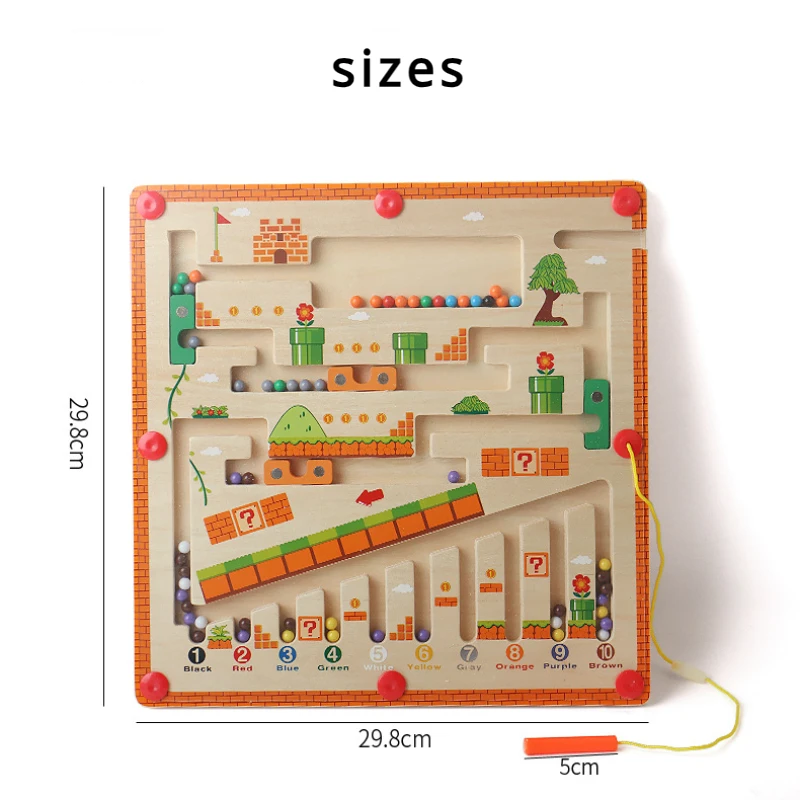 Children Magnetic Color and Number Maze Wooden Puzzle Activity Board Learning Educational Counting Matching Montessori Kids Toys thumbnail 6