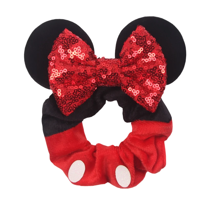 Cute Mouse Ears Velvet Scrunchies Hairband Women Elastic Ponytail Holder Girls Sequin Bow 2023 Kids Party DIY Hair Accessories thumbnail 6