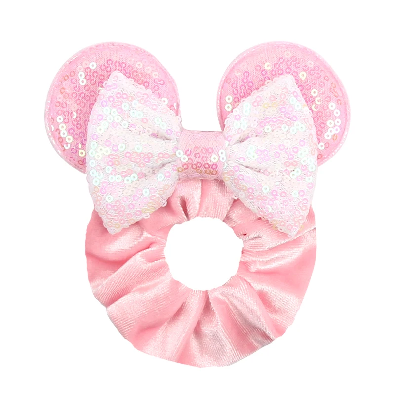 Cute Mouse Ears Velvet Scrunchies Hairband Women Elastic Ponytail Holder Girls Sequin Bow 2023 Kids Party DIY Hair Accessories thumbnail 4