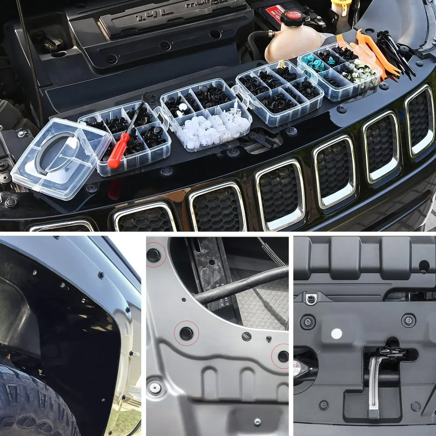 835 Car Push Retainer Black Nylon Fastener Clips in Plastic Box for GM Ford Lexus Honda Chrysler Mazda Nissan Jeep Ford thumbnail 6