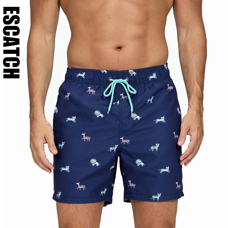Escatch 2026 Summer The Latest Mens Shorts Polyester Traje De Baño Hombre Quick Dry Printing Mesh Liner Sports Beach Swim Trunks