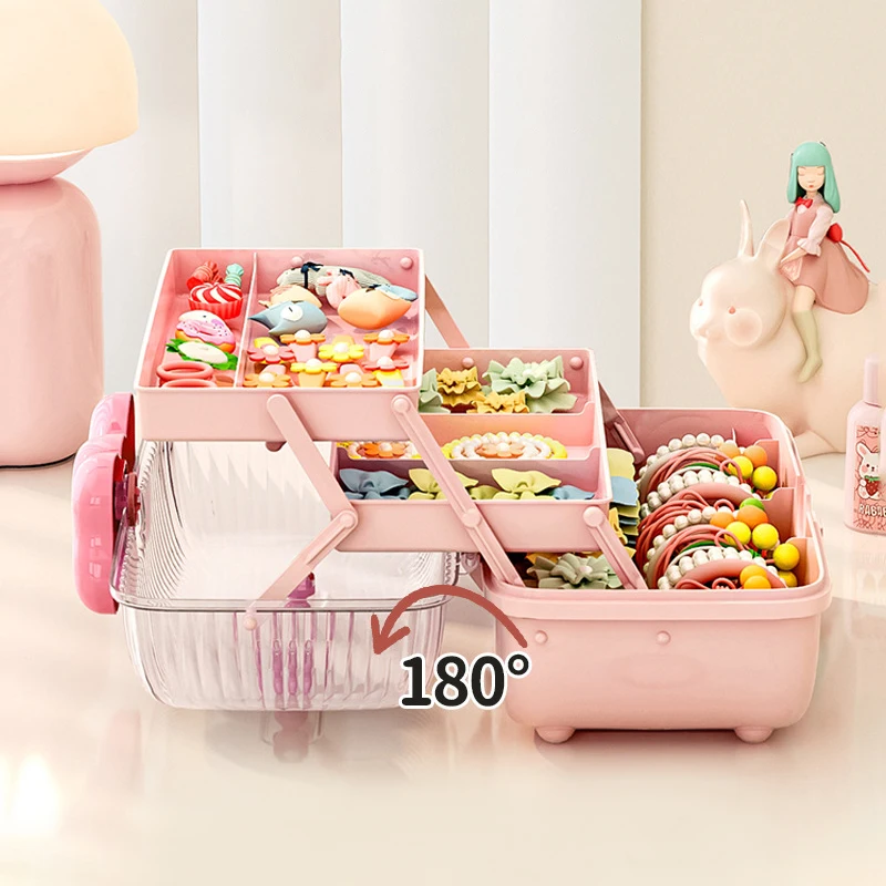 Multi-layer Hairpin Organizer Cute Girl Jewelry Case Head Rope Headband Display Rack Children's Hair Accessories Storage Box thumbnail 3