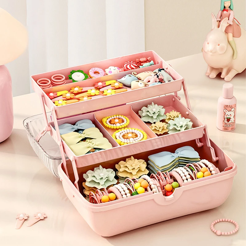 Multi-layer Hairpin Organizer Cute Girl Jewelry Case Head Rope Headband Display Rack Children's Hair Accessories Storage Box thumbnail 5