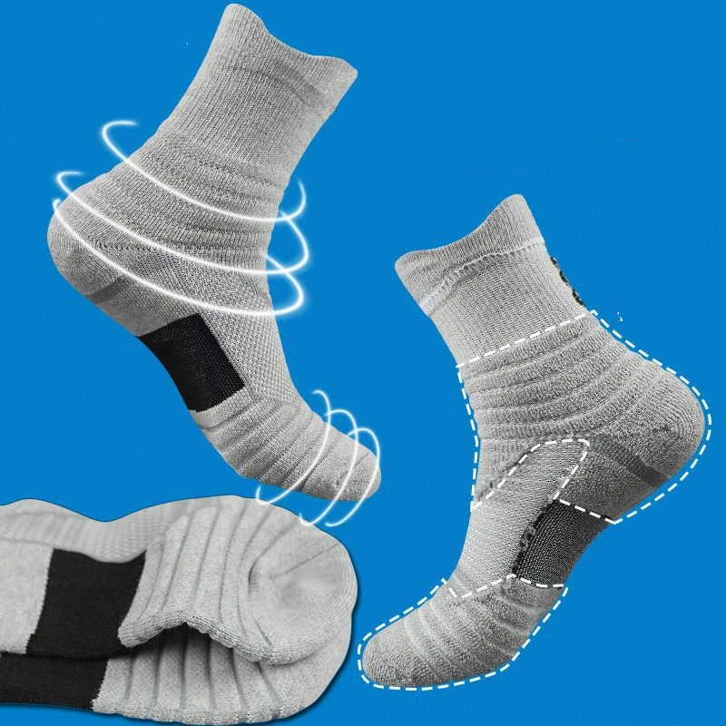 3pairs/Lot Men's Socks Compression Stockings Breathable Basketball Sports Cycling Socks Moisture Wicking High Elastic Tube Socks thumbnail 6
