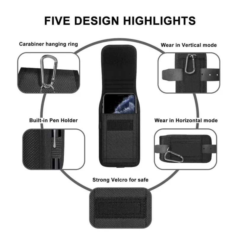 Tactical Cell Phone Pouch Holster with Free Buckle Protable Wallet Card Waist Pack Outdoor Sports Nylon Carrying Case Fanny Pack thumbnail 4