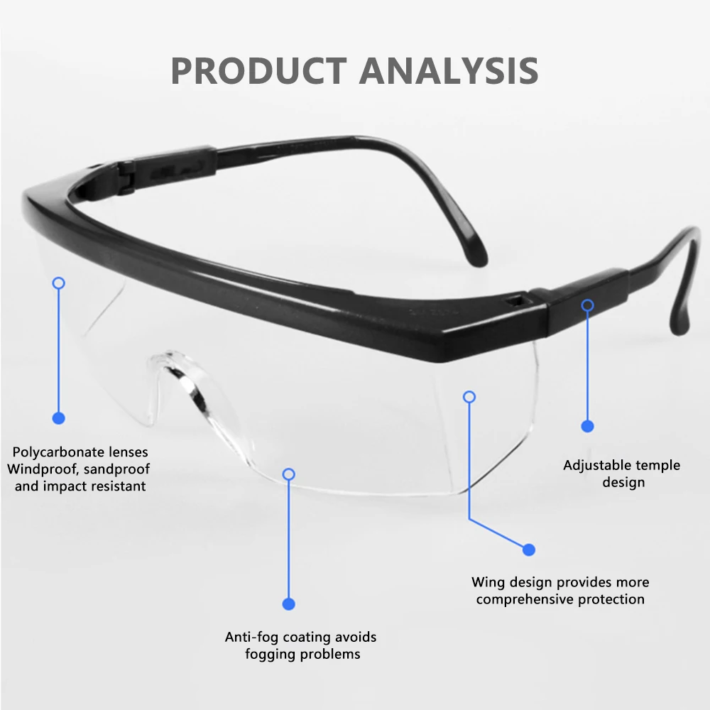 Protective Safety Glasses Telescopic Work Anti Dust Anti-Fog Antisand Windproof Impact Splash Transparent Goggles Eye Protection thumbnail 4