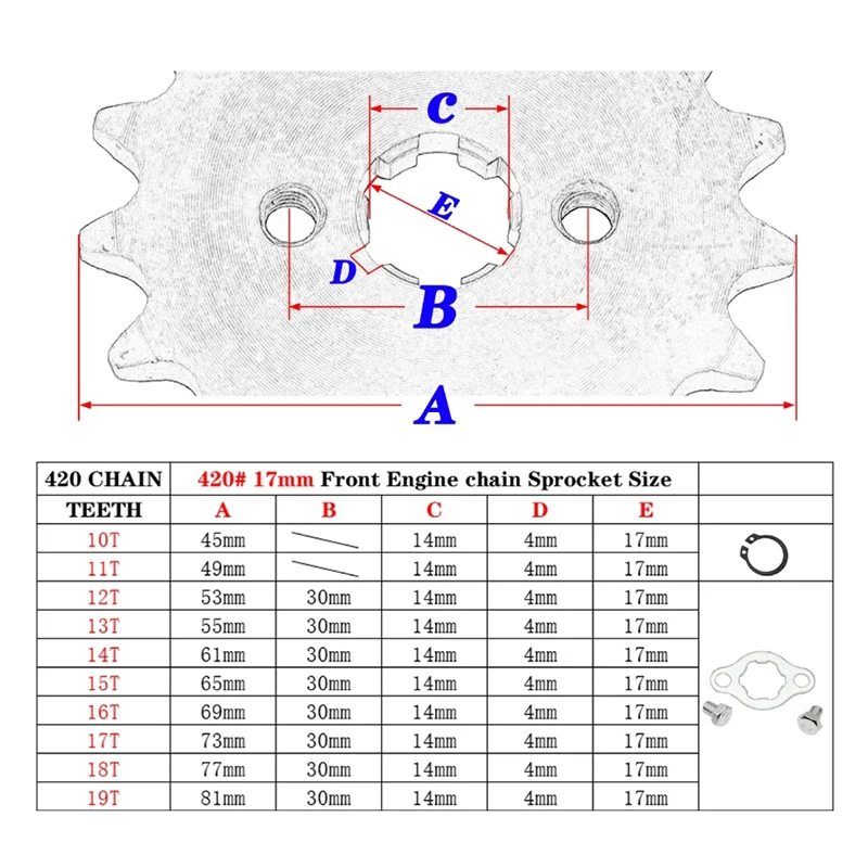 Front Engine 428# 17mm 20mm 10T-19T Sprocket For KAYO BSE SSR SDG Dirt Pit Bike ATV Quad Go Kart Moped Buggy Scooter Motorcycle thumbnail 3