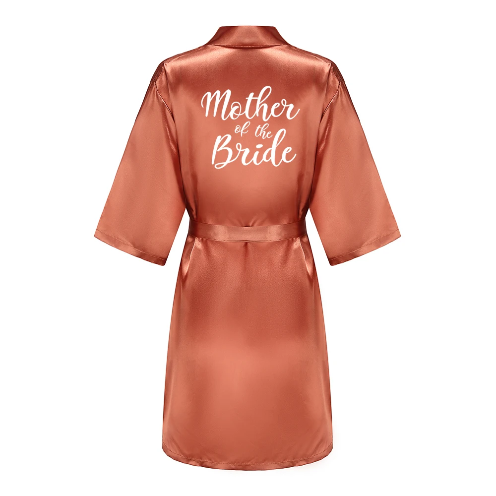 New Bathrobe Bride Satin-Silk Robe Women Bridal Party Sister Team Mother Shower Gift Bridesmaid Wedding Short Robes thumbnail 3