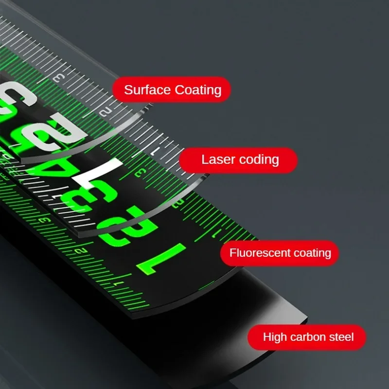 1/5 PCS Self Locking Fluorescent Steel Tape Measure High-Precision Laser Inkjet Code Box Ruler Measuring Tool Meter Ruler thumbnail 5