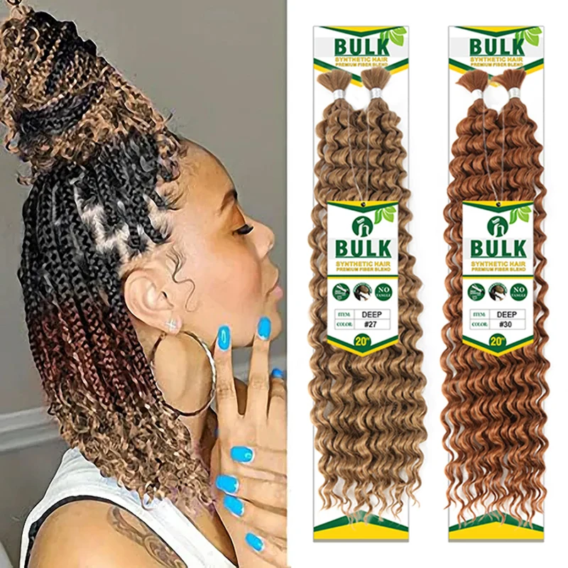 Julianna Bulk Synthetic Hair For Braiding Color 30 Blonde Deep Wave bundles Boho Braids Synthetic Hair Extensions thumbnail 6