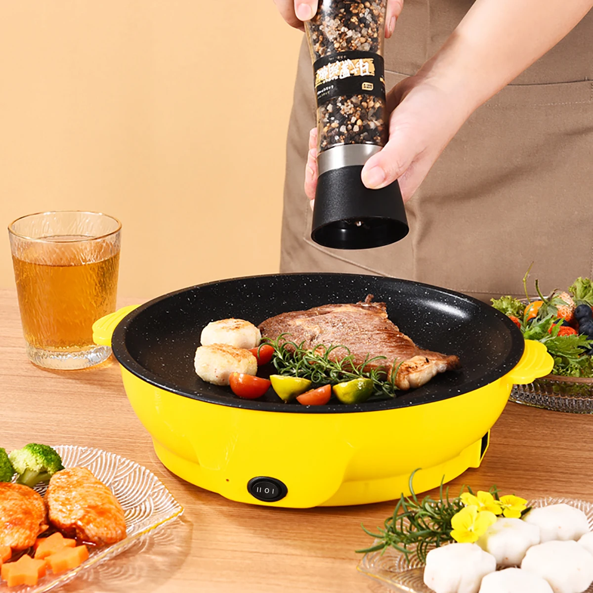 220V Multifunctional Electric Baking Tray Koekenpan Niet-Plakkerige Grill Geroosterde Pan Fornuis Barbecue Keuken Tool thumbnail 4
