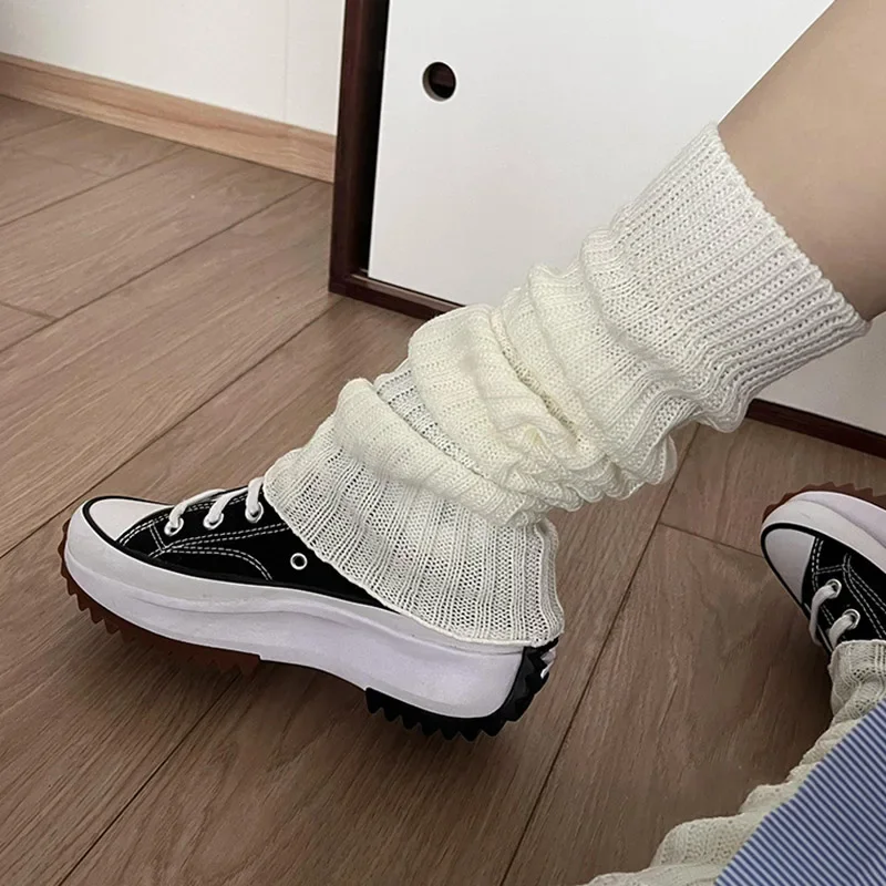 57cm Sweet Japanese Lolita Leg Warmers Women Ankle Warmer for Girls Gothic Long Socks Y2K Thin Knitted Cosplay Heap Heap Socks thumbnail 4