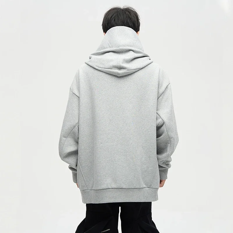 Autumn Ninja Streetwear Turtleneck Hoodies For Men Letter Embroidered Hip Hop Fashion Sweatshirts Y2K Vintage Fleece Hoody thumbnail 4