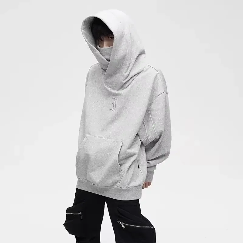 Autumn Ninja Streetwear Turtleneck Hoodies For Men Letter Embroidered Hip Hop Fashion Sweatshirts Y2K Vintage Fleece Hoody thumbnail 3