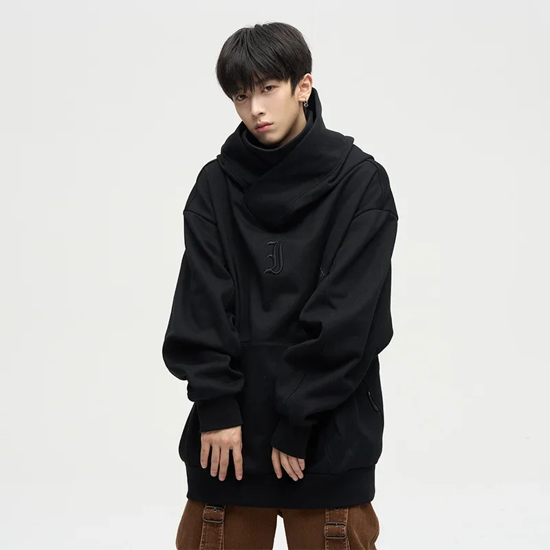 Autumn Ninja Streetwear Turtleneck Hoodies For Men Letter Embroidered Hip Hop Fashion Sweatshirts Y2K Vintage Fleece Hoody thumbnail 6