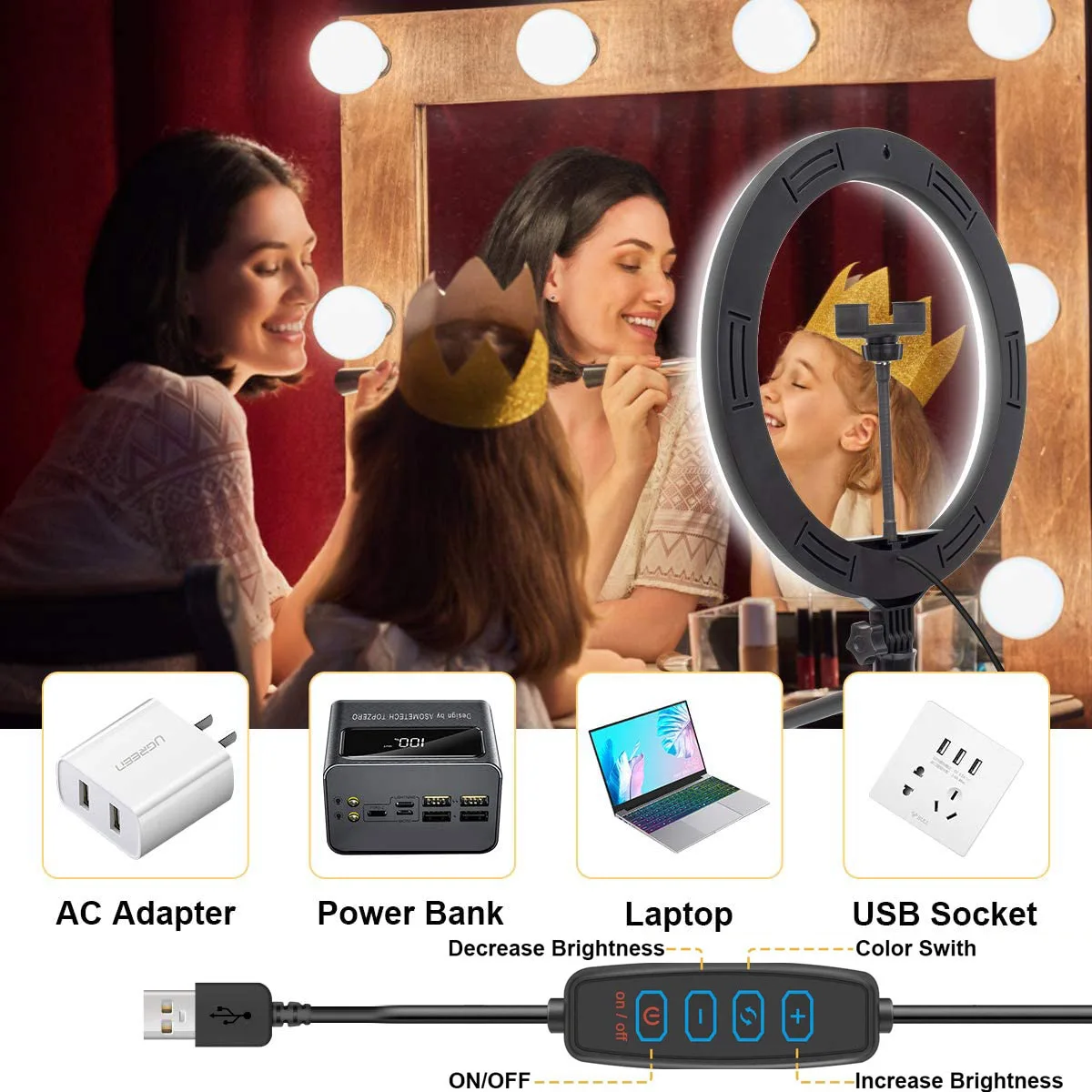 26 33CM Video Lights Dimmable Light Selfie LED Ring Light USB Ring Lighting Lamp With Tripod Stand To Make Youtube Ringlight thumbnail 5