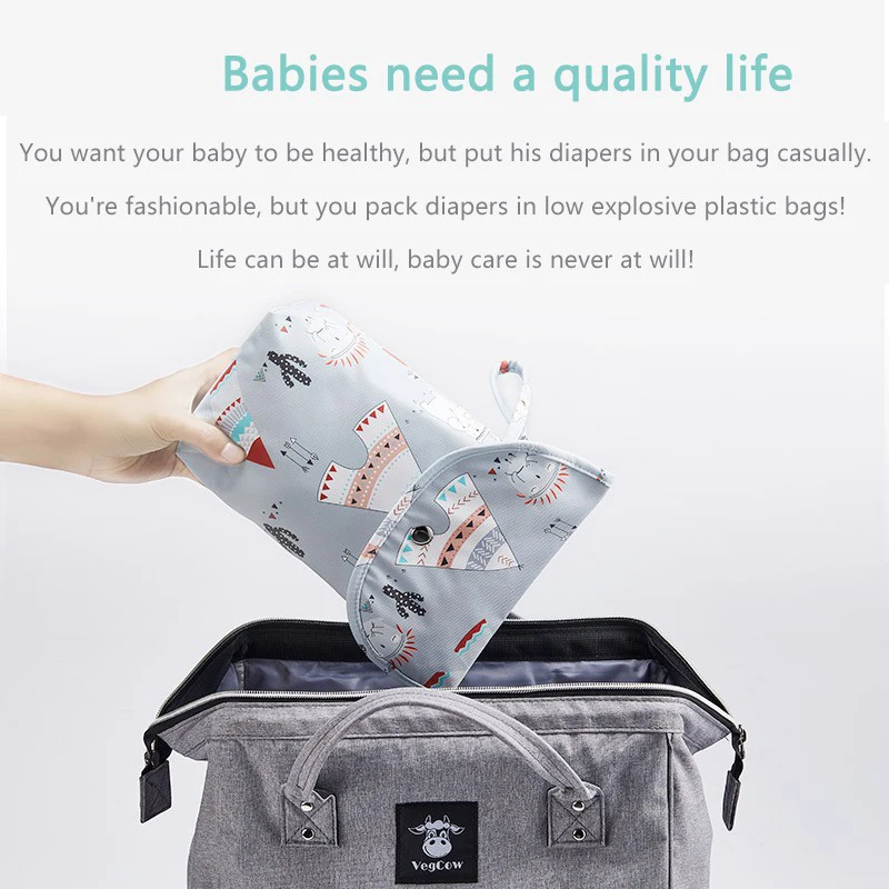 Baby Diaper Bag Newborn Diaper Storage Bag Organizer Waterproof Portable Travel Outdoor Storage Nappy Carry Pack Stroller Pocket thumbnail 3
