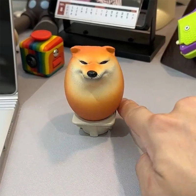 Creative Shiba Inu Realistic Egg Shape PVC Desk Decor Dog & Egg Union Decorations For Home Offices Fun Christmas Gifts thumbnail 4