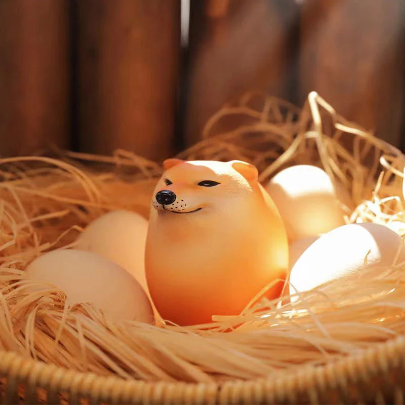 Creative Shiba Inu Realistic Egg Shape PVC Desk Decor Dog & Egg Union Decorations For Home Offices Fun Christmas Gifts thumbnail 2