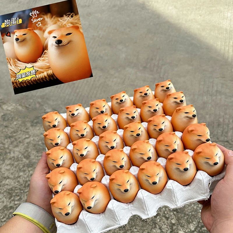 Creative Shiba Inu Realistic Egg Shape PVC Desk Decor Dog & Egg Union Decorations For Home Offices Fun Christmas Gifts thumbnail 3