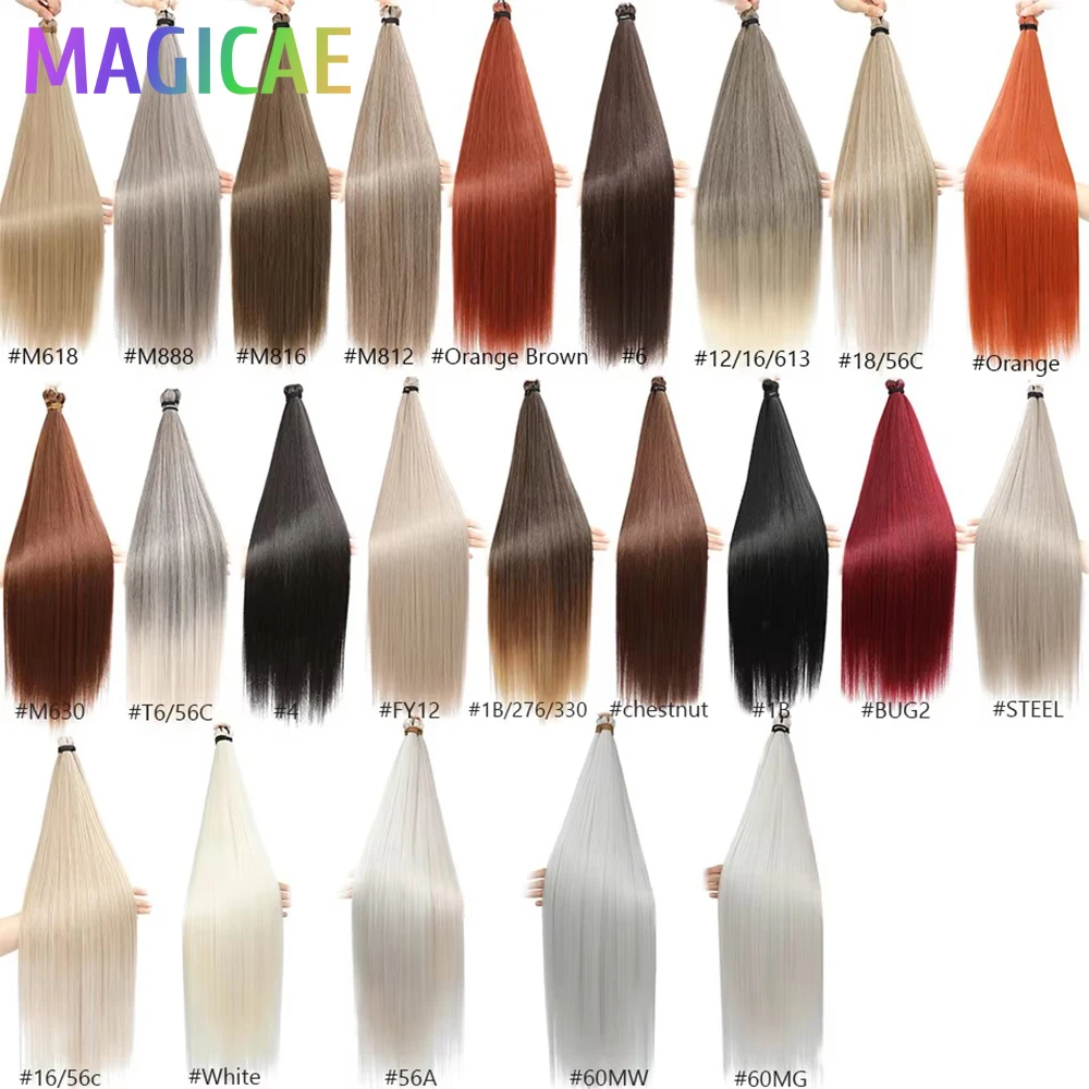 300 Grams 28Inch 3Pcs Crochet Twist Braids Ariel Straight Chestnut Brown M816# Blond 27/613 Braiding High Temperature Synthetic thumbnail 6