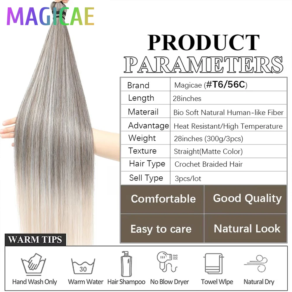 300 Grams 28Inch 3Pcs Crochet Twist Braids Ariel Straight Chestnut Brown M816# Blond 27/613 Braiding High Temperature Synthetic thumbnail 5
