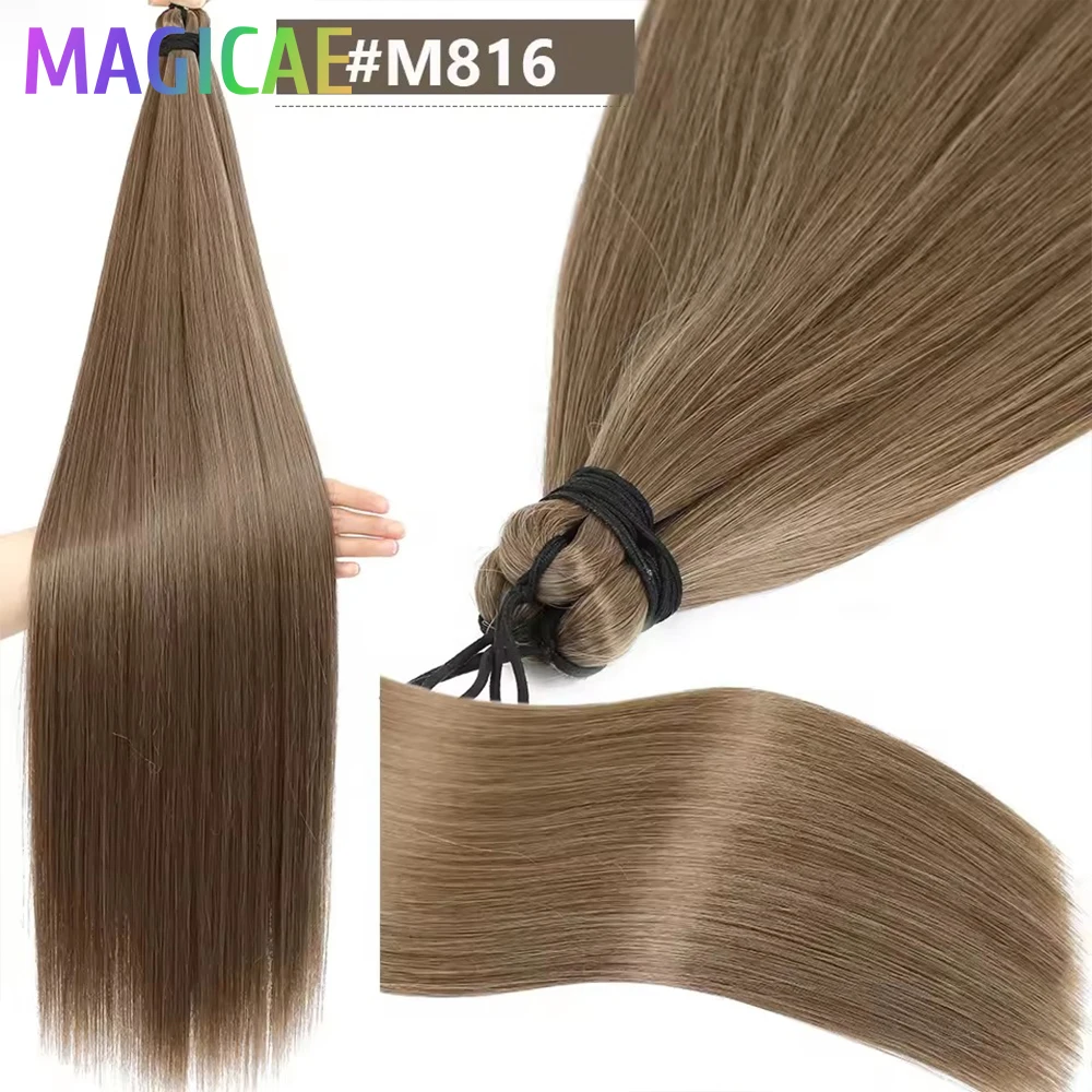 300 Grams 28Inch 3Pcs Crochet Twist Braids Ariel Straight Chestnut Brown M816# Blond 27/613 Braiding High Temperature Synthetic thumbnail 2