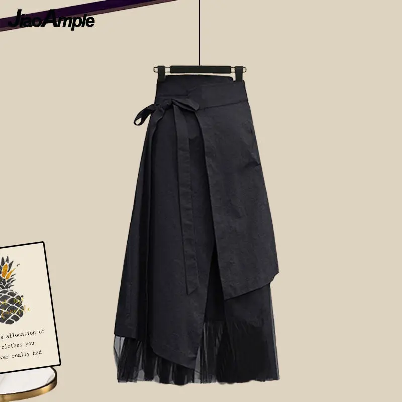 Women's Spring Autumn New Fashion Fake Two Piece Knit Sweater+Strap A-line Skirt Suit Korean Elegant Pullover Dress Matching Set thumbnail 6