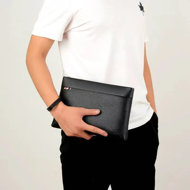 Fashion Business Style Men's Handbag Clutch Bag Soft PU Leather Male Waist Pack Bag Elegant Leisure Stylish Hand bag Men Pouch thumbnail 6