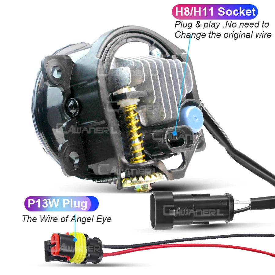 2 X Car LED Fog Light Angel Eye Daytime Running Lamp DRL 30W H11 For Peugeot Traveller Expert 2016 2017 2018 2019 2020 2021 2022 thumbnail 3