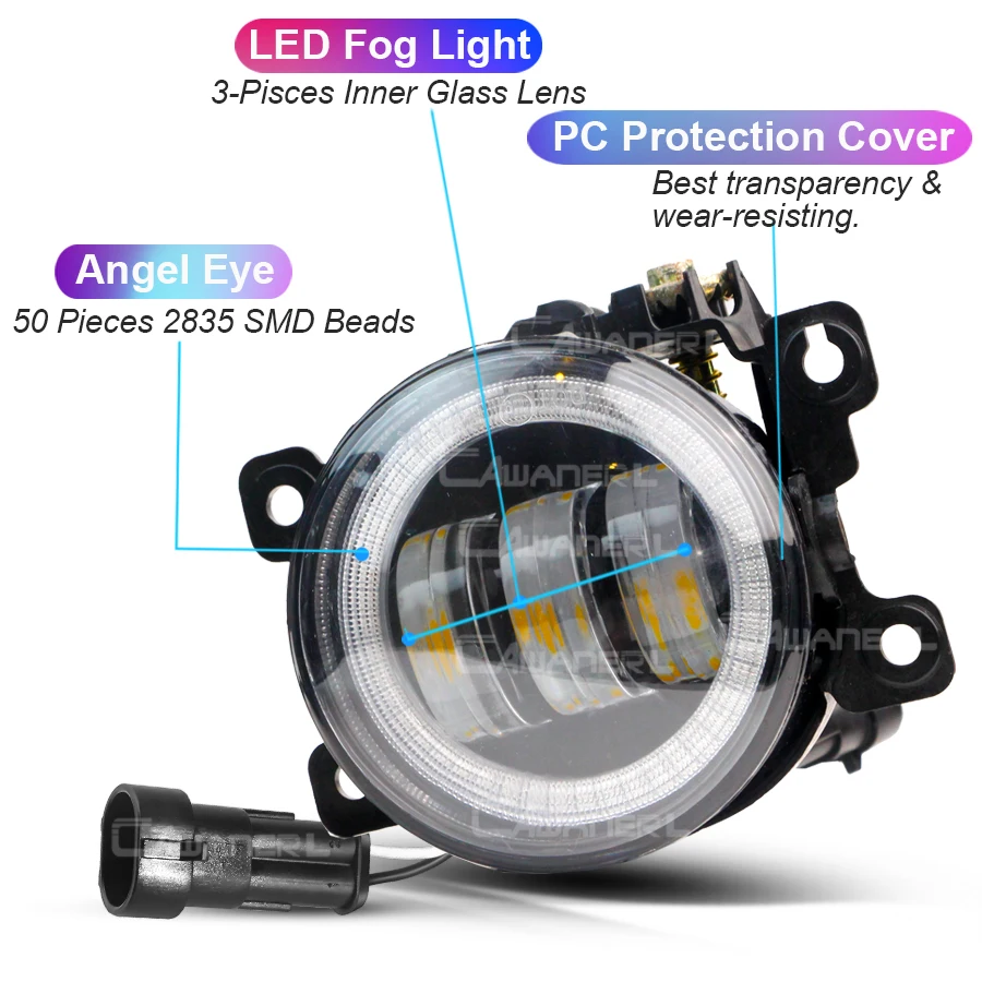 2 X Car LED Fog Light Angel Eye Daytime Running Lamp DRL 30W H11 For Peugeot Traveller Expert 2016 2017 2018 2019 2020 2021 2022 thumbnail 2