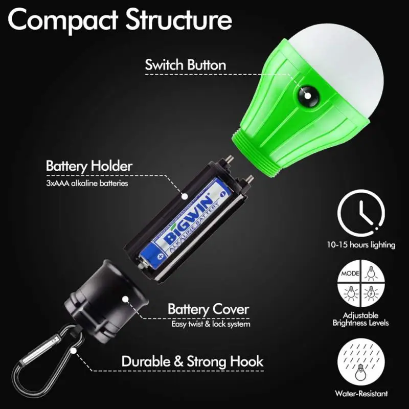 Camping Lantern Outdoor Light Battery Powered Lights Multicolor Waterproof Lighting Mini Portable LED Lamp Bulb Emergency Light thumbnail 3