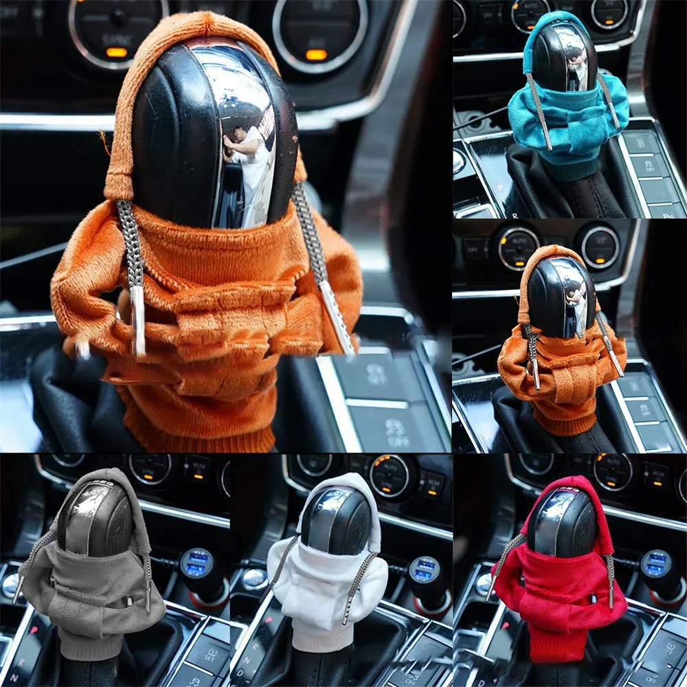 Fashion Hoodie Car Shift Knob Cover Manual Handle Gear Lever Decoration Hoodie Cover Automatic Car Interior Accessories thumbnail 4