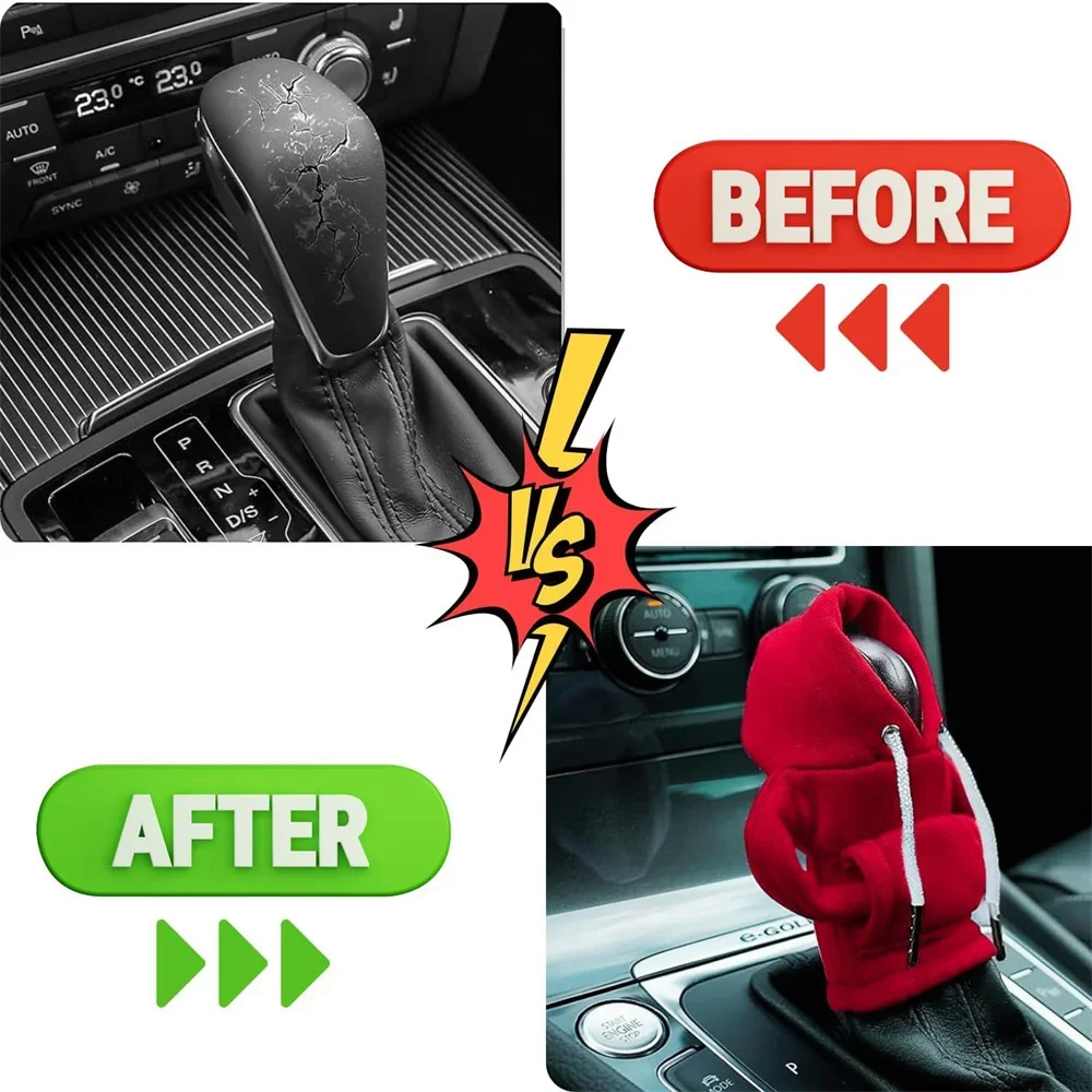 Hoodie Car Gear Shift Cover Fashion Sweatshirt Car Gear Shift Knob Decor Cover Manual Gear Handle Collars Change Lever Cover thumbnail 3