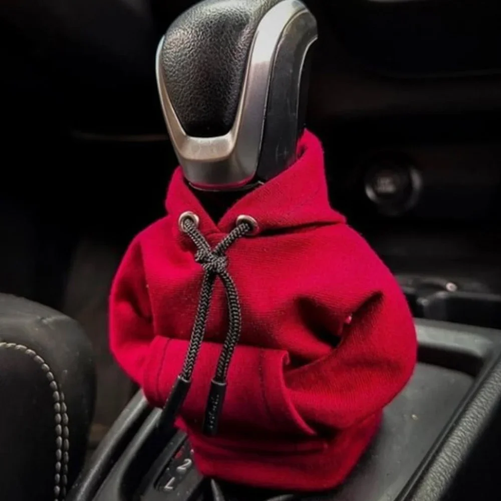 Hoodie Car Gear Shift Cover Fashion Sweatshirt Car Gear Shift Knob Decor Cover Manual Gear Handle Collars Change Lever Cover thumbnail 2