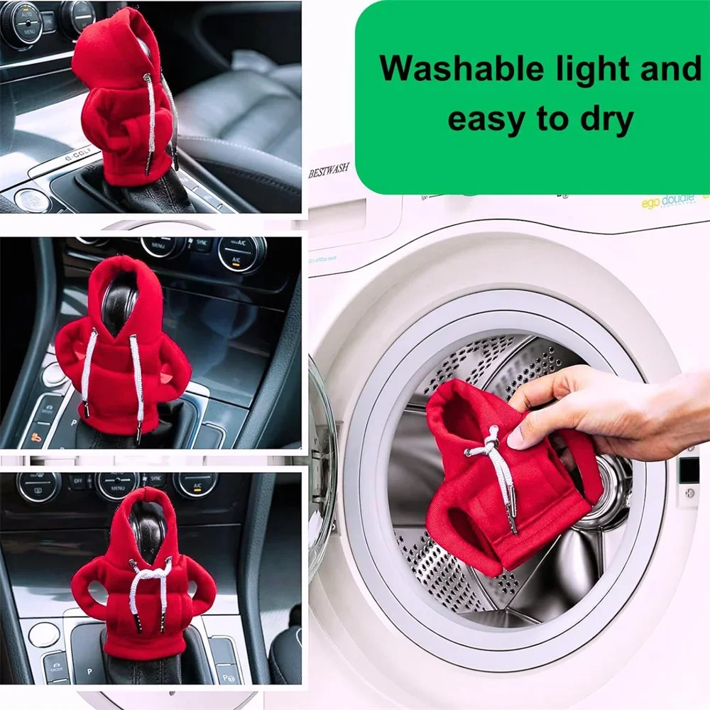 Hoodie Car Gear Shift Cover Fashion Sweatshirt Car Gear Shift Knob Decor Cover Manual Gear Handle Collars Change Lever Cover thumbnail 5