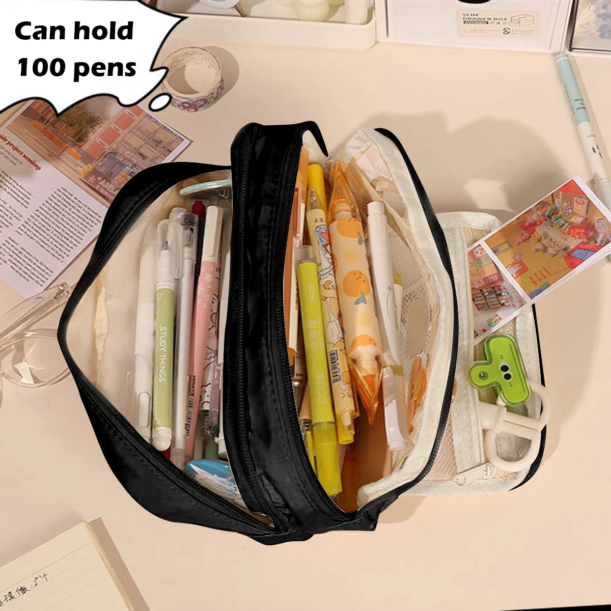 Cute Multi Layer Pencil Case Pouch, Large Capacity Pen Case Bag,Durable Stationery Storage Bag For Students, School&Office thumbnail 4