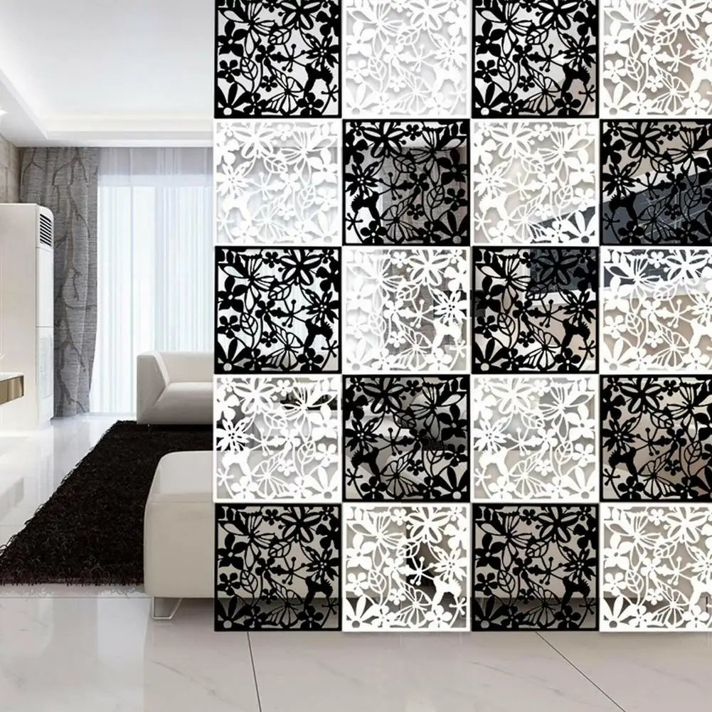 12PCS Hanging Room Divider 40x40CM Plastic Hollow Screen Curtain Panel Waterproof Partitions For Household Hotel DIY Decoraction thumbnail 4
