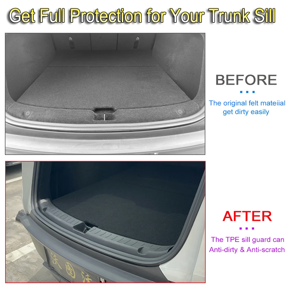 USVOTOV for Tesla Model Y Juniper Launch Model 3 2025 2026 Trunk Sill Guard Cargo Mat Rear Bumper Protector TPE Pads Accessories thumbnail 3