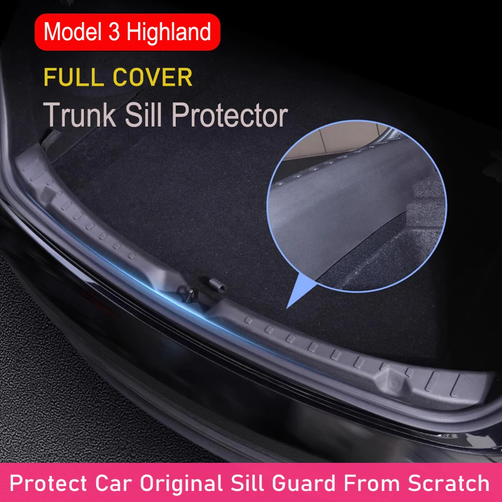 USVOTOV for Tesla Model Y Juniper Launch Model 3 2025 2026 Trunk Sill Guard Cargo Mat Rear Bumper Protector TPE Pads Accessories thumbnail 5