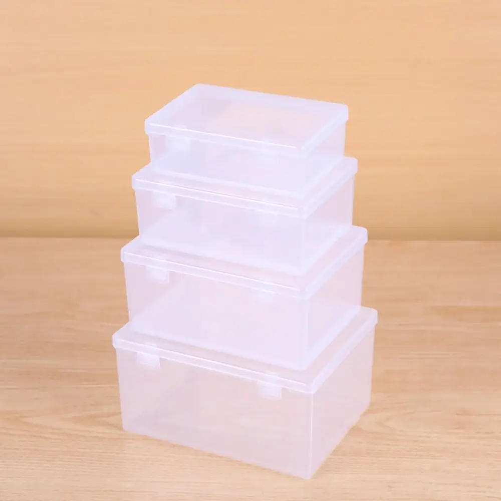 1Pcs Thickened Storage Box Rectangle Portable Plastic Case Transparent Small Medium Large Flip Box thumbnail 5