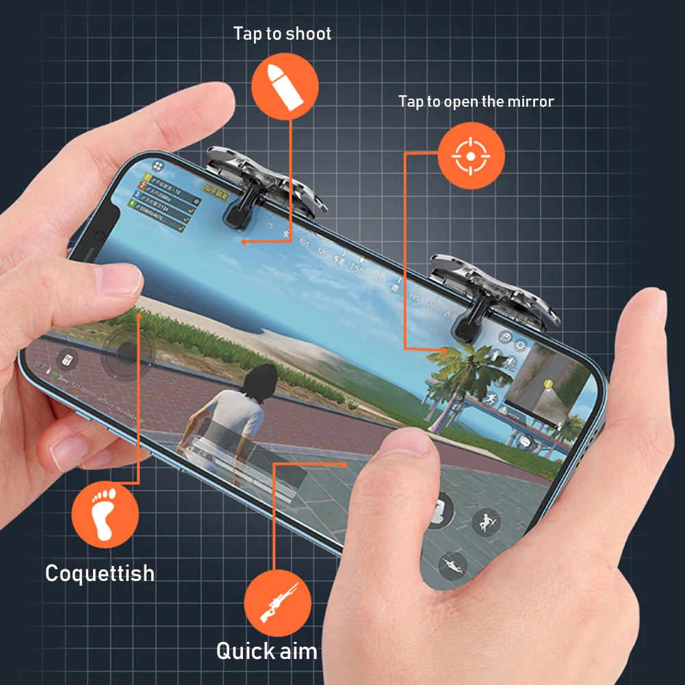 X8 Mobile Game Trigger For PUBG Phone Gaming 6 Finger Trigger Sensitive Shoot Phone Game Trigger L1 R1 Aim Keys Game Controller thumbnail 4